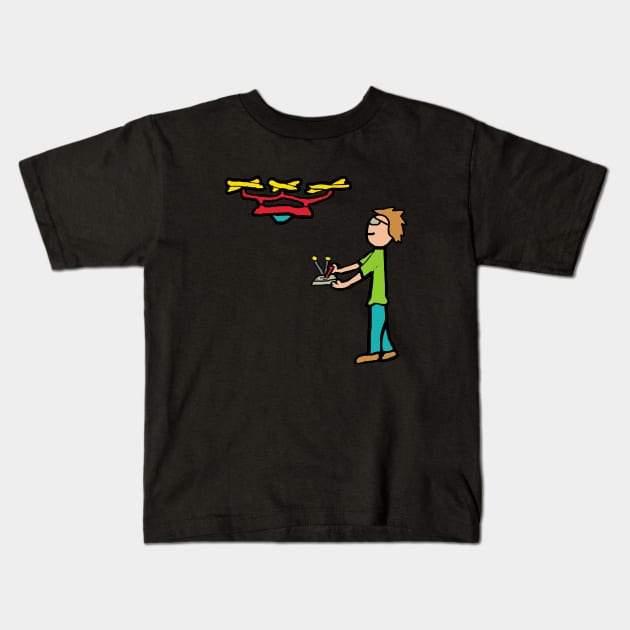 RC Drone Flying Kids T-Shirt by Mark Ewbie